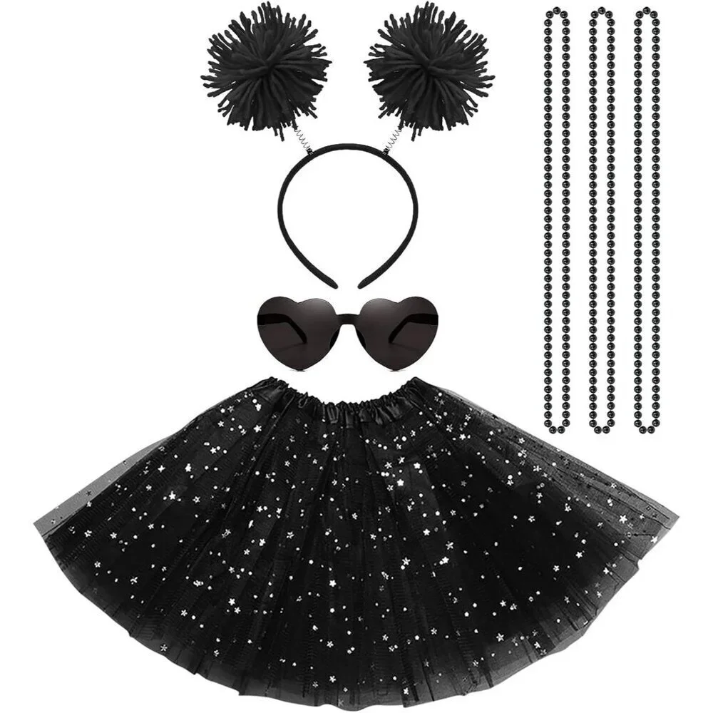 Women Girls Tutu Costume Accessories Set With Headband Sunglasses Party